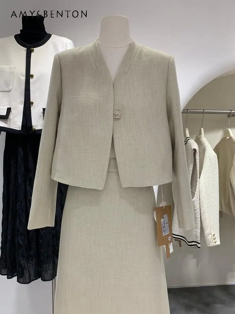 Костюм пальто и юбка костюм для женщин весна осень новый кардиган топ с высокой