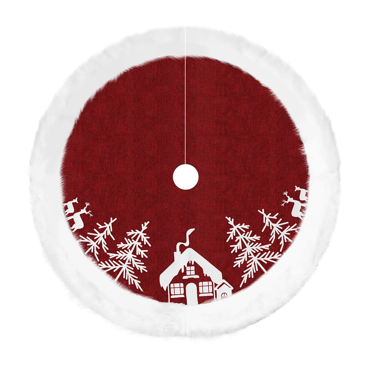

Vosarea Christmas Tree Skirt White Faux Fur Tree Skirt Xmas Tree Mat Christmas Decoration