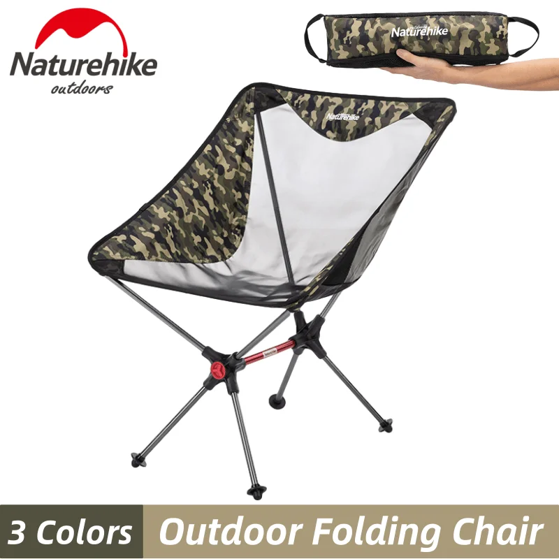 Naturehike Camping Folding Moon Chair 7075 Aluminum Tube Two Step Quick Set Portable Bracket Back Picnic Fishing Tools Chair