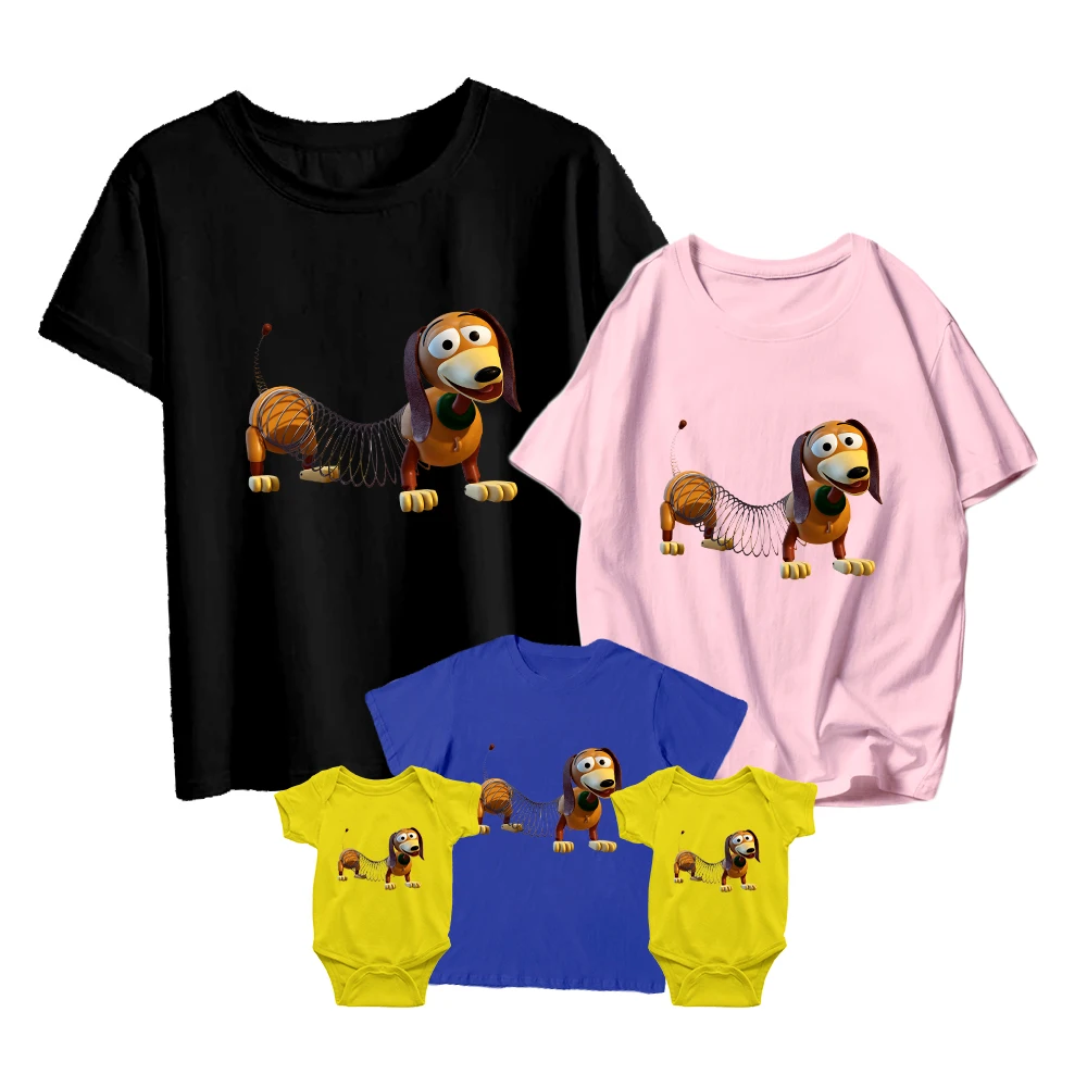 

Диснеевские футболки История игрушек Slinky Dog Kids с коротким рукавом для маленьких девочек и мальчиков Детские комбинезоны для всей семьи, для ...
