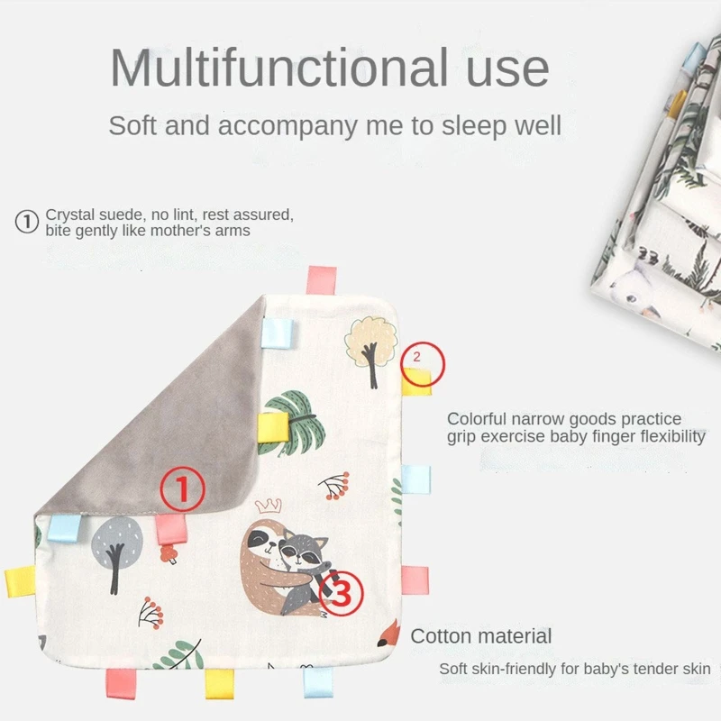

Newborn Baby Soothe Appease Towel Color Security Tags Blanket Soothing Sensory