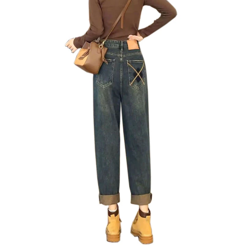 Нишевые джинсы Harlan женские новые свободные брюки в стиле ретро с высокой талией и