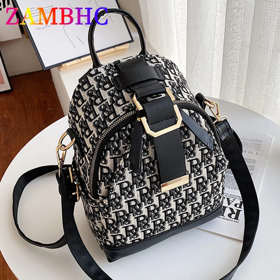 

3 In 1 Luxury Designer Women's Small Backpack Trend Letter Backpacks for Teenagers Girls Designer PU Leather Lady Travel Bagpack