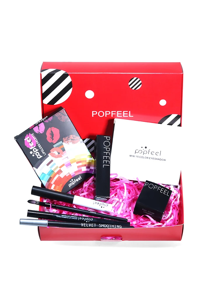 

POPFEEL Full Professional Makeup Kit Popfeel 8-piece Set Carton Makeup Tool Set POP005 Matte Lipstick Gift Eyeshadow Palette