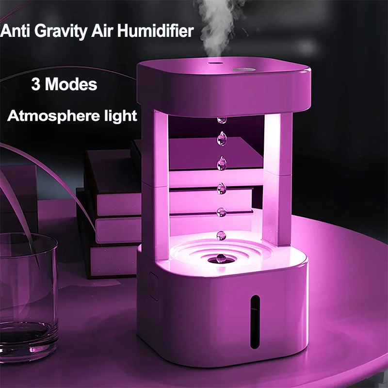 

580ml Anti-gravity Water Drop Humidifier 3 Modes Levitating Water Drops Ultrasonic Cool Mist Maker Fogger with Colorful Light