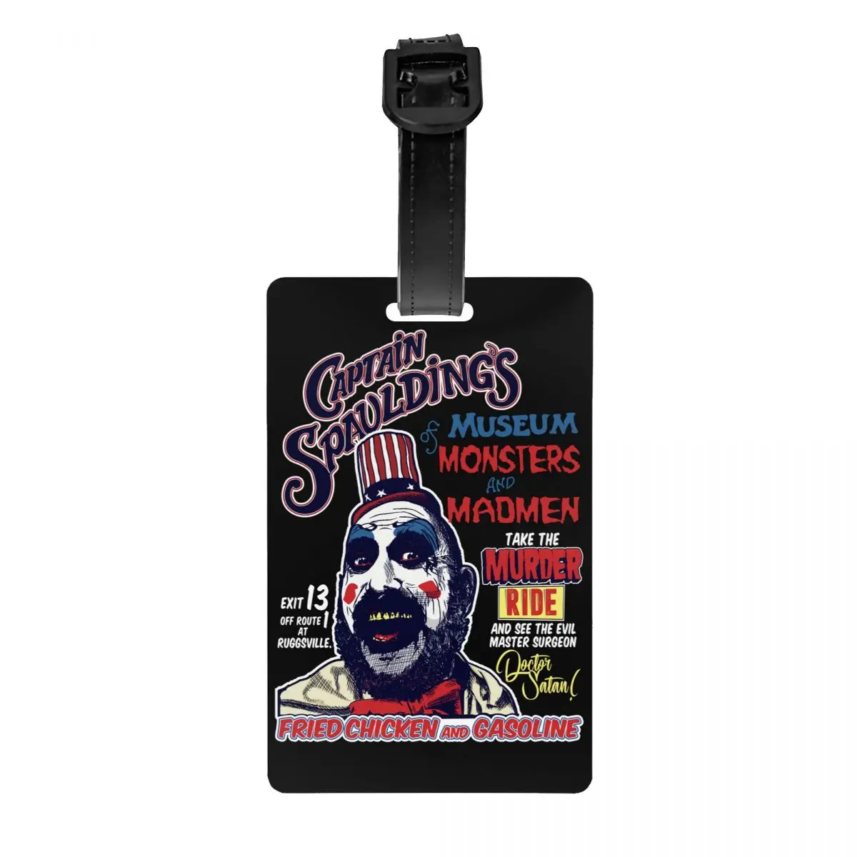 

Captain Spaulding Luggage Tag With Name Card Horror Film House of 1000 Corpses Privacy Cover ID Label for Travel Bag Suitcase