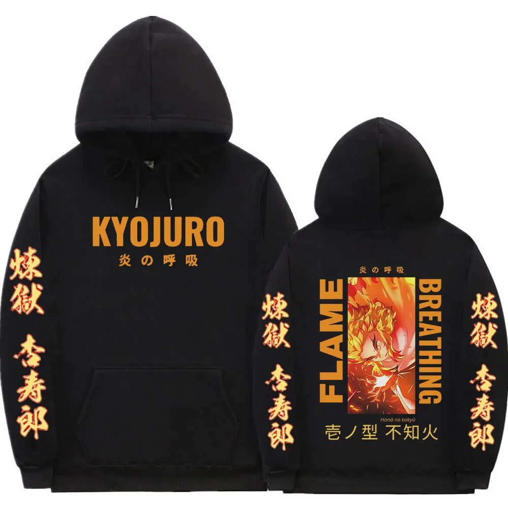 

Demon Slayer Anime Rengoku Kyoujurou Flame Breathing Hoodie Kimetsu No Yaiba Hooded Sweatshirt Casual Aesthetic Hoodies Unisex