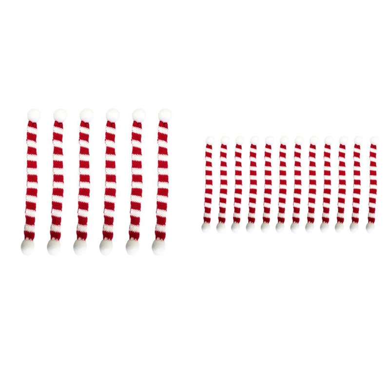 

12 шт. красно-белых для мини-фотографий Рождественский шарф для мини рождественских шапок для Рождественского украшения