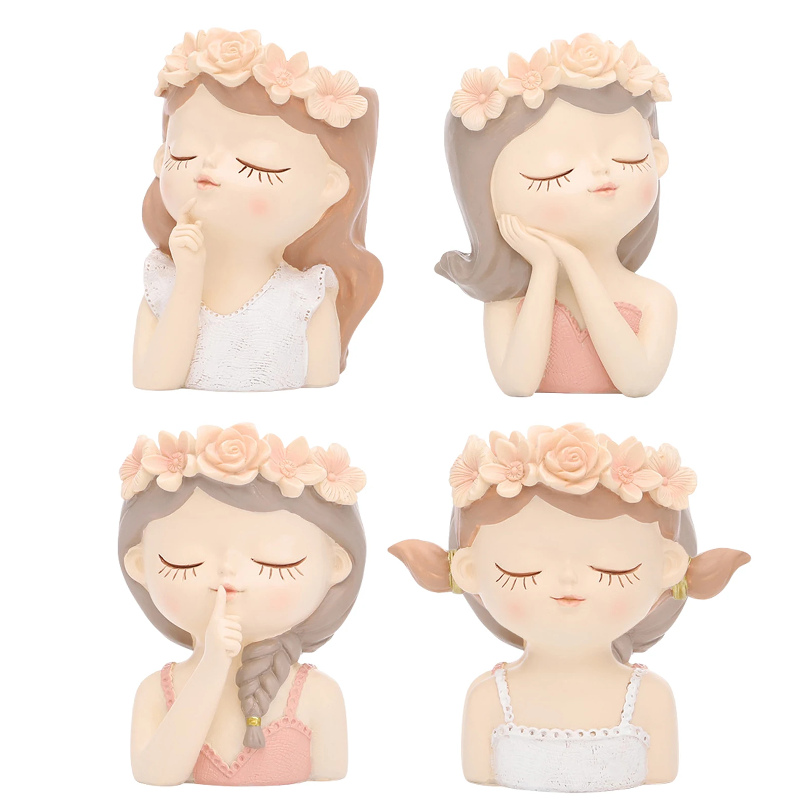 

Милый цветочный горшок, горшок для растений с изображением девочки из мультфильма, лицевой суккулент, миниатюрный полимерный горшок для ра...