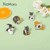 wholesale price wicth skeleton enamel pins candle punk cats brooches matel badge lapel pin backpack accessories jewelry gift