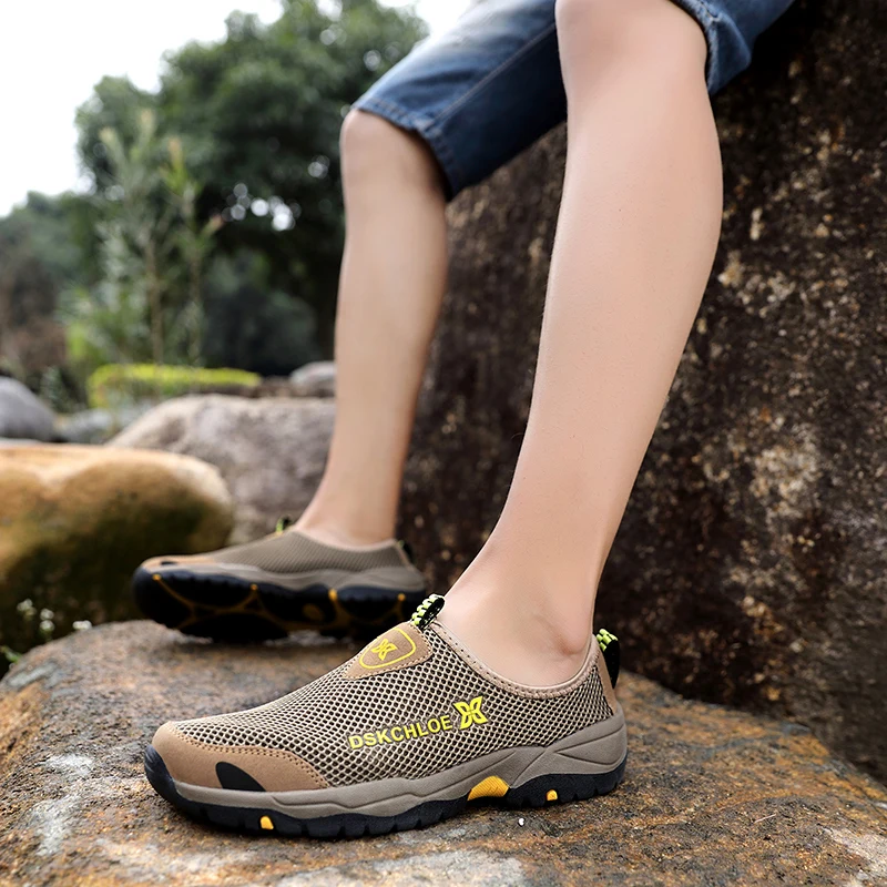 JIEMIAO Men Sandals Summer Mesh Breathable Outdoor Trekking Hiking Shoes Wading Shoes Non-slip Casual Sneakers Size 38-46