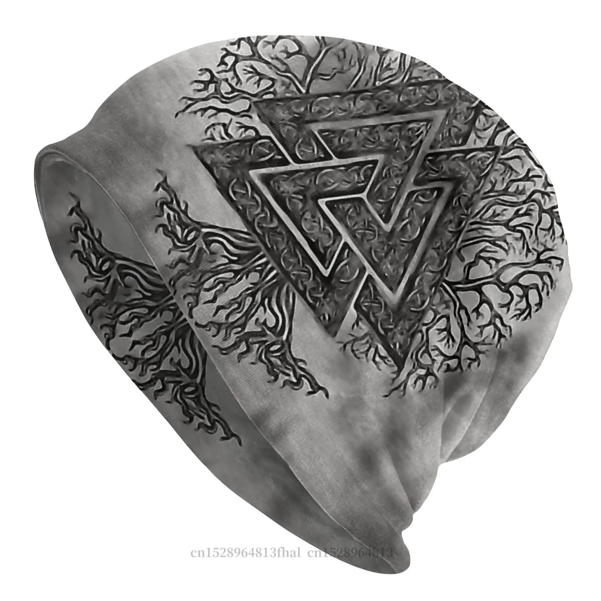 

Vikings Fashion Beanie Hats Valknut And Tree Of Life Yggdrasil Skullies Beanies Hat Bonnet Special Caps Men Women's Earmuffs