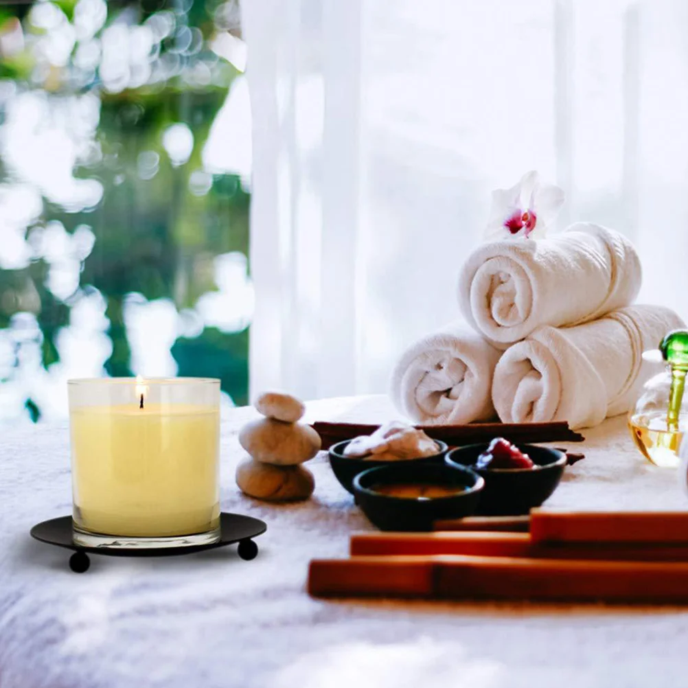 

Holder Plate Iron Pillar Stand Holders Candlestick Trayfor Metal Black Plates Wax Jar Votive Centerpiece Tealight Table Rustic