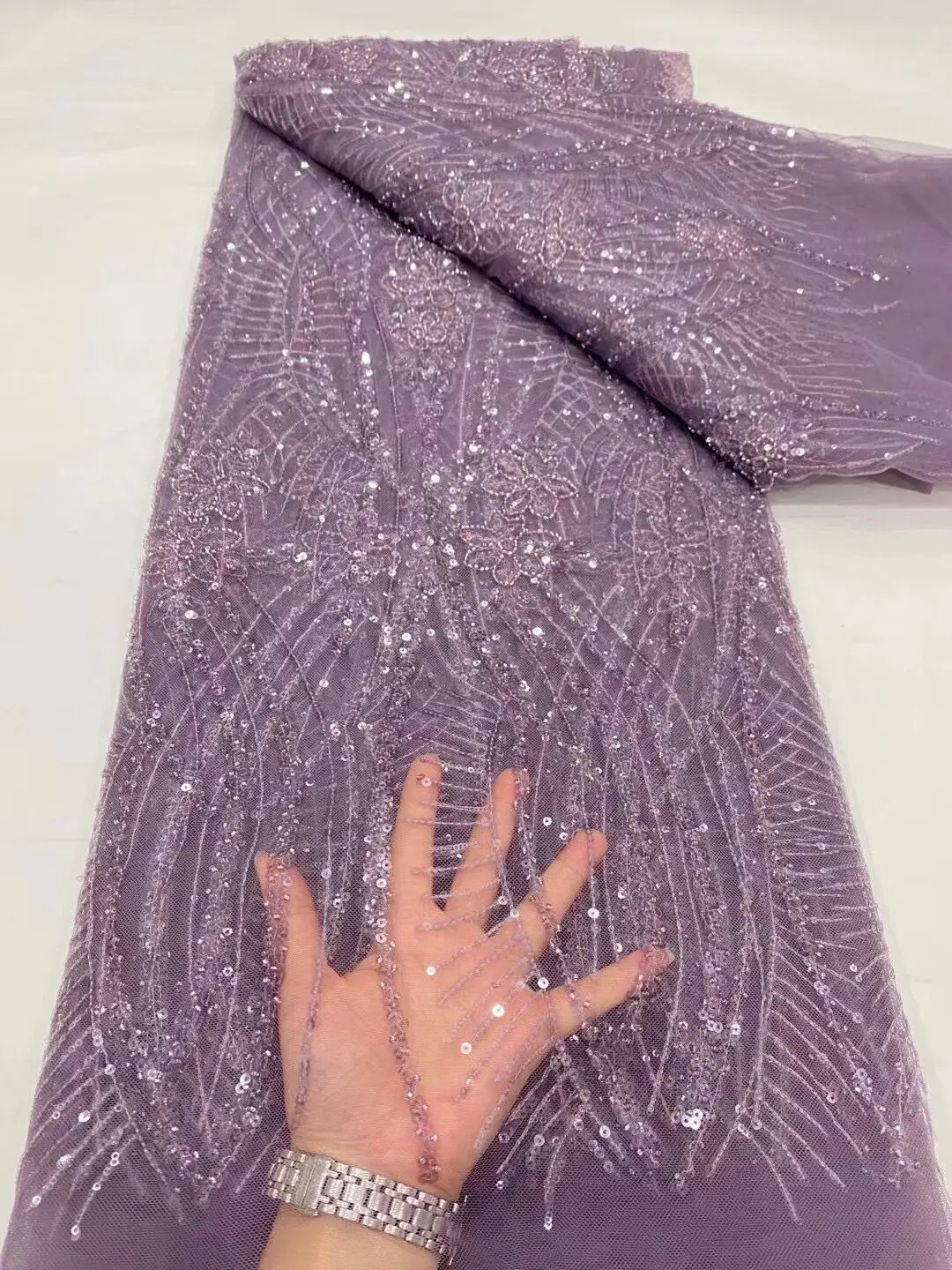 

African Nigerian 2023 Fashion High Quality Guipure Tulle Dress Embroidery Lace Fabric Wedding Party Beaded Sequins 5Yards