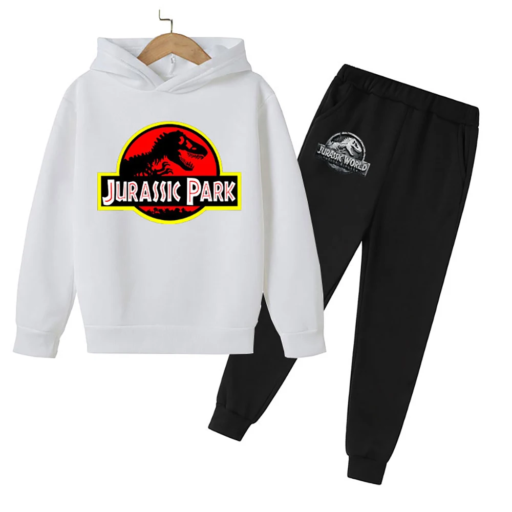 

Children Dinosaur Hoodies Pants Set Boys Girls Jurassic World Dominion Sweatshirts Hooded Kids Fashion Pullovers Clothes Suit