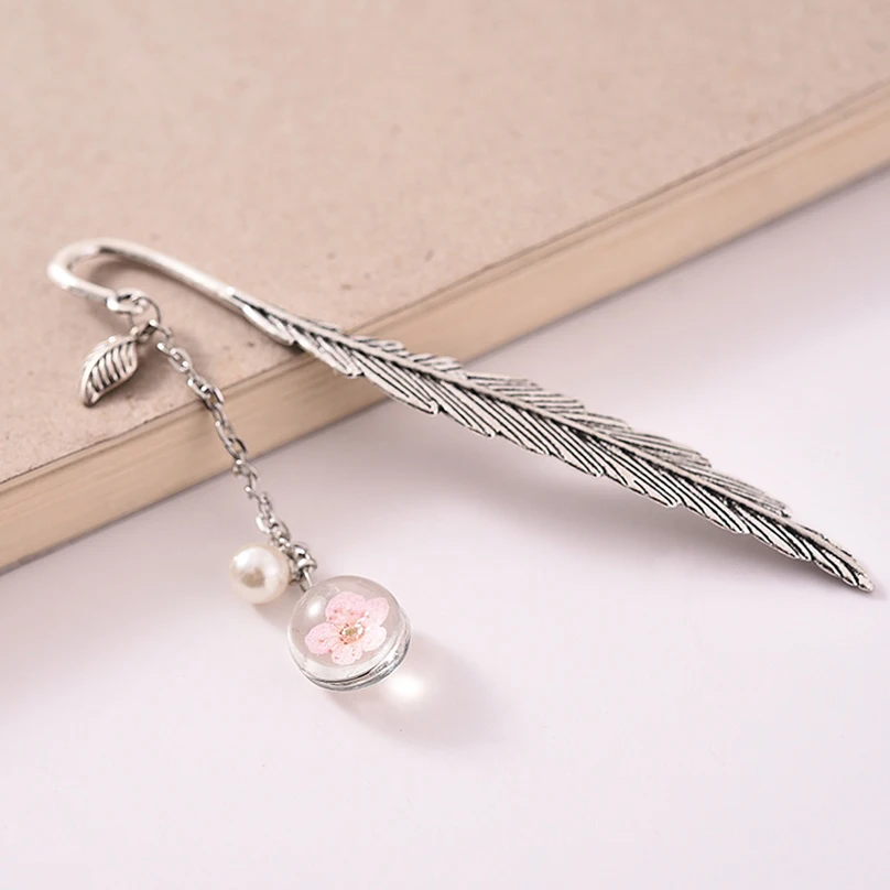 

Metal Feather Bookmark Flowers Herbarium Book Accessories Separador De Libro Marque Page Bookmarks Marcapaginas Cute Book Mark