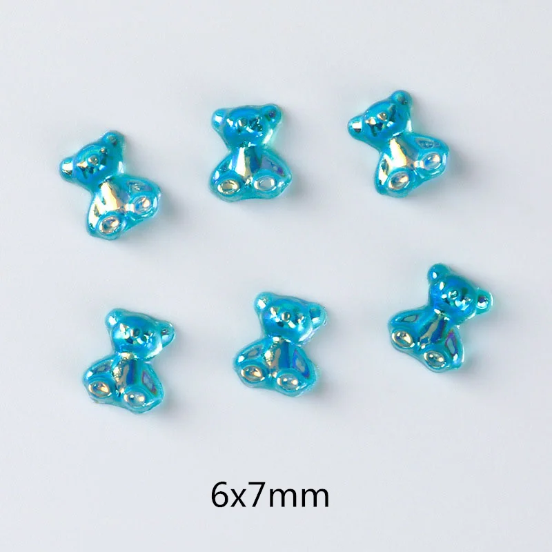 

3D Resin Nail Art Rhinestone Bear Flat Bottom Transparent AB Color 6x7mm Bew DIY Nail Art Decoration Supplies