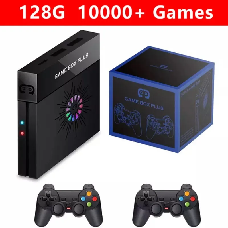 

4K HD Retro Family TV Video Game Console X6 Magic Game Box 128GB 10000 Games For PSP N64 DC PS1 With 2.4G Dual Wireless Gamepads