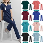 Медицинская Униформа с V-образным вырезом, Высококачественные мягкие топы, брюки, ветеринарный костюм для врачей, униформа для операционной