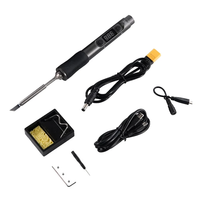 

SQ-D60B Pro 65W Electric Soldering Iron 400 ℃ Thermostatic Adjustable Soldering Iron PD3.0 Outdoor Repair Welding Tool Black