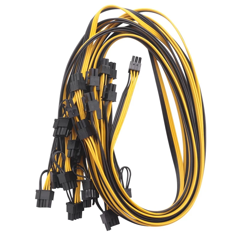 

10 Pcs 6 Pin PCI-E To 8 Pin(6+2) PCI-E (Male To Male) GPU Power Cable 70Cm For Image Cards Mining Server Breakout Board