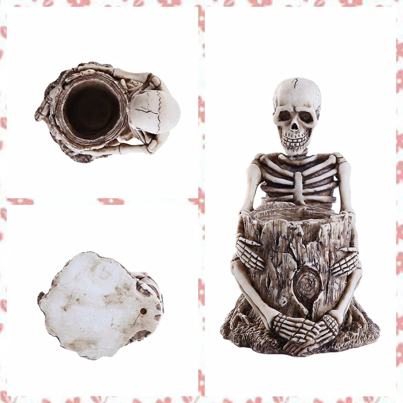 

Skull Pen Holder Makeup Brush Holder Creative Skeleton Toothbrush Holder Halloween Home Office Desk Storage Box Decoration