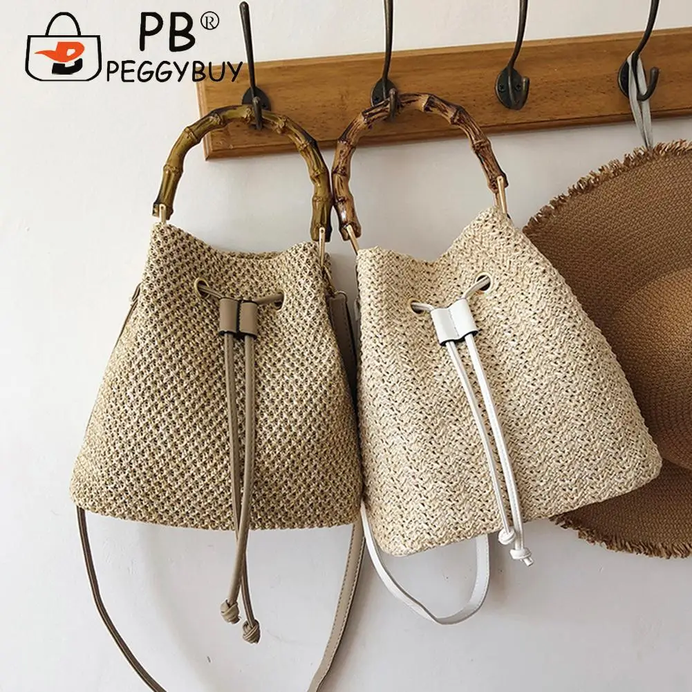 

Повседневные плетеные соломенные сумки через плечо для женщин, маленький кошелек в стиле ретро, богемные летние пляжные дамские сумочки на ...