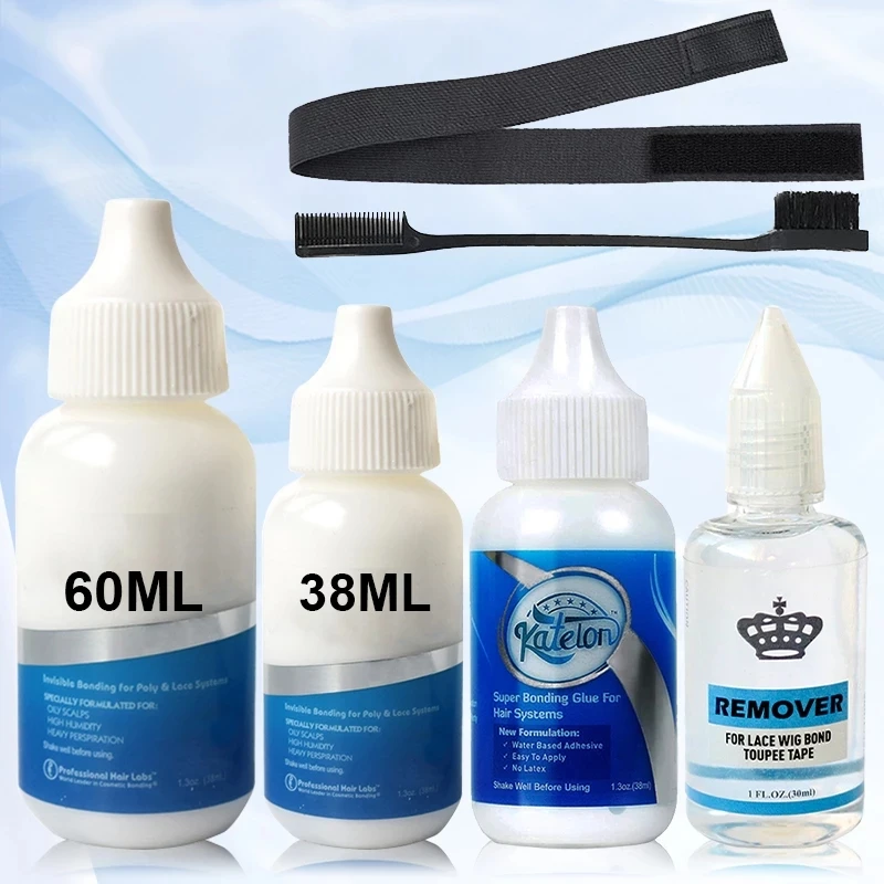 Wig Adhesive Waterproof Lace Glue Invisible Hair Bonding Glue For Toupee Frontal Closure Hair Replacement Adhesive Ghost+Remover