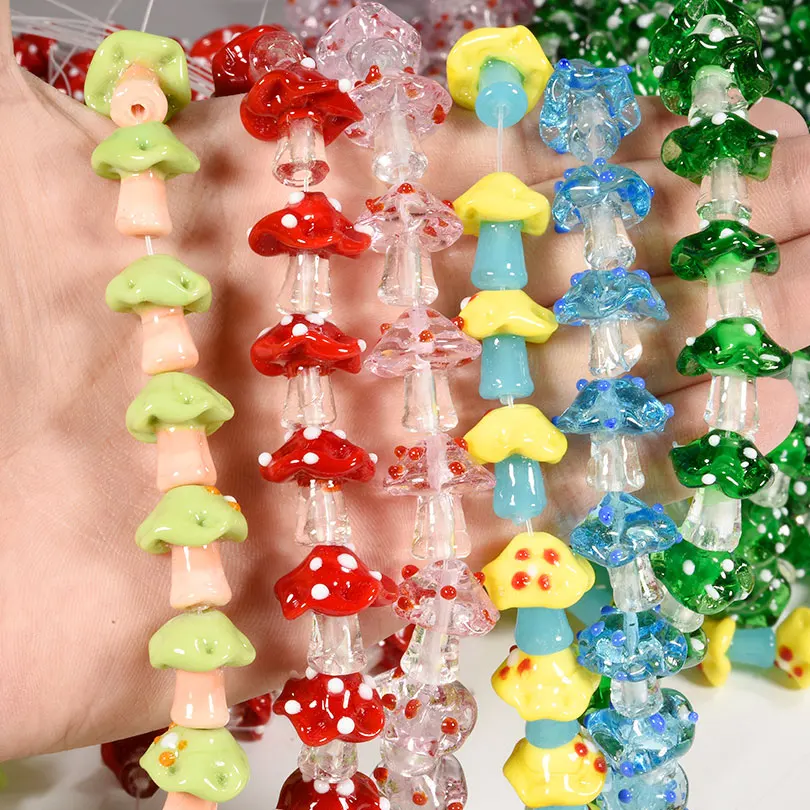 10 шт./лот милые стеклянные бусины ручной работы с грибами клубникой хурмой
