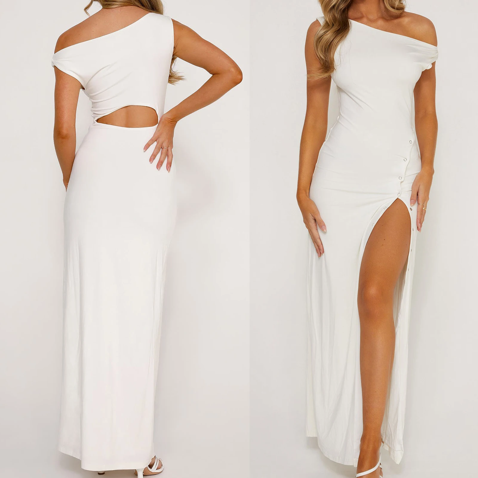 

Летнее платье-макси без рукавов, с разрезом