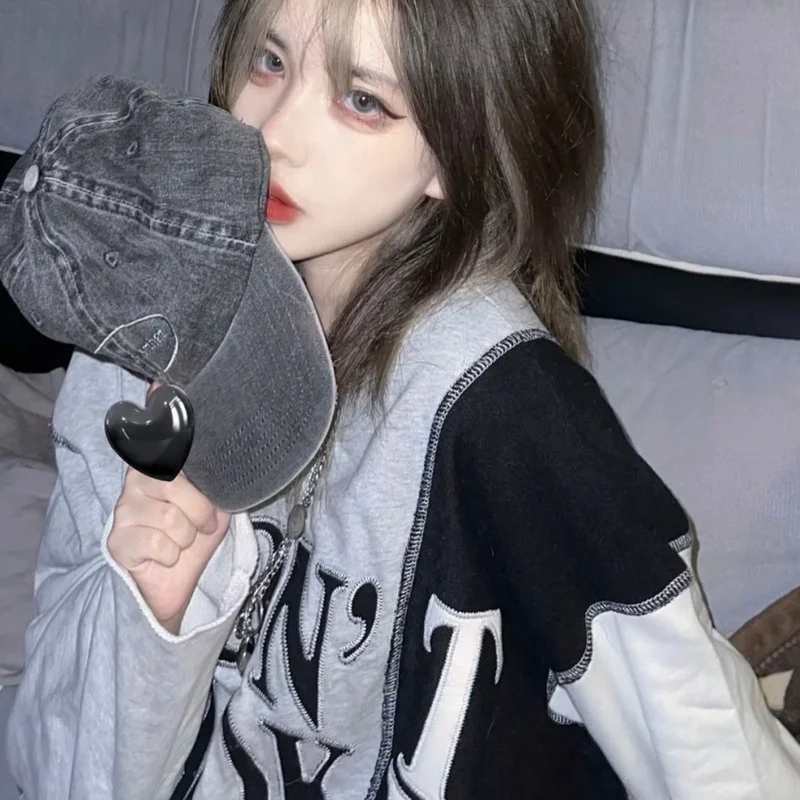 Худи HOUZHOU в стиле Харадзюку Женский Готический гранж пуловер большого размера