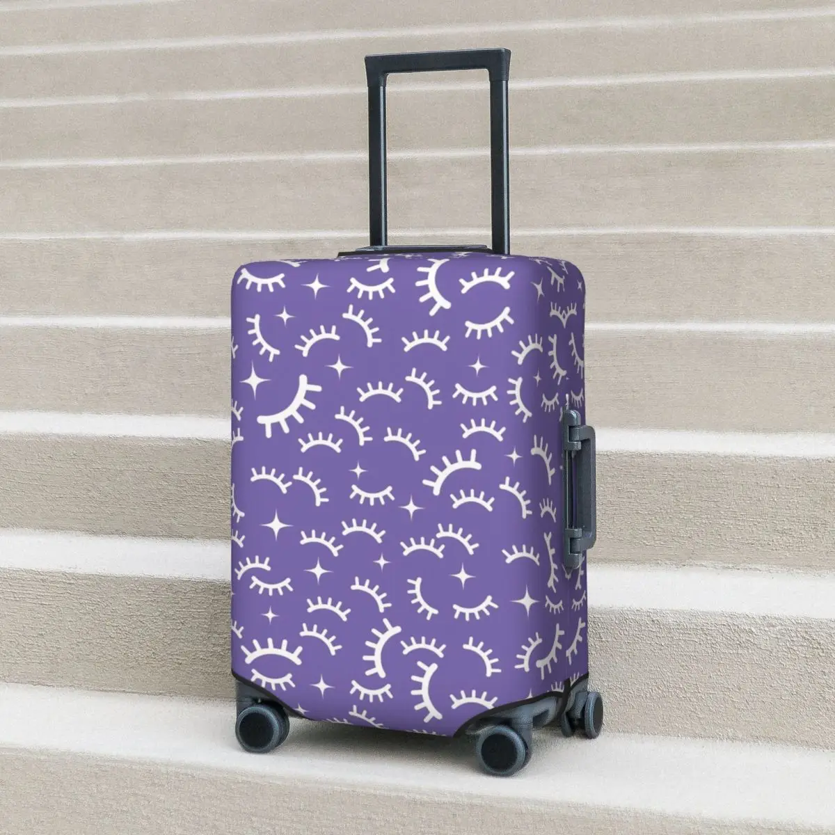 

Eyelashes Print Suitcase Cover White Closed Eyes Business Flight Fun Luggage Accesories Protection