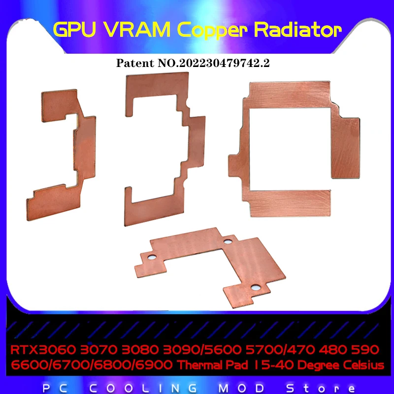 

GPU VRAM Copper Radiator Thermal Pad For RTX3090 3080 3070 3060 Mining VGA Card Use with GPU Water Block 15-40 Degree Celsius