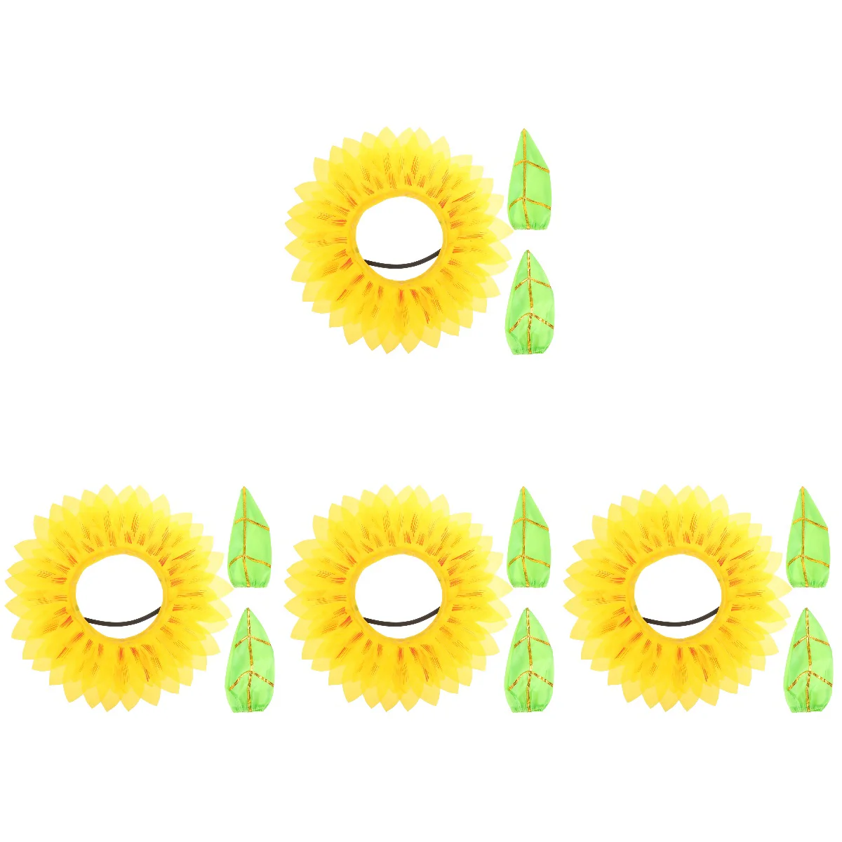 

4 Sets Sunflower Headgear Hat Outfits for Kids Headdress Funny Headwear Silk Cloth Child Adult Headbands