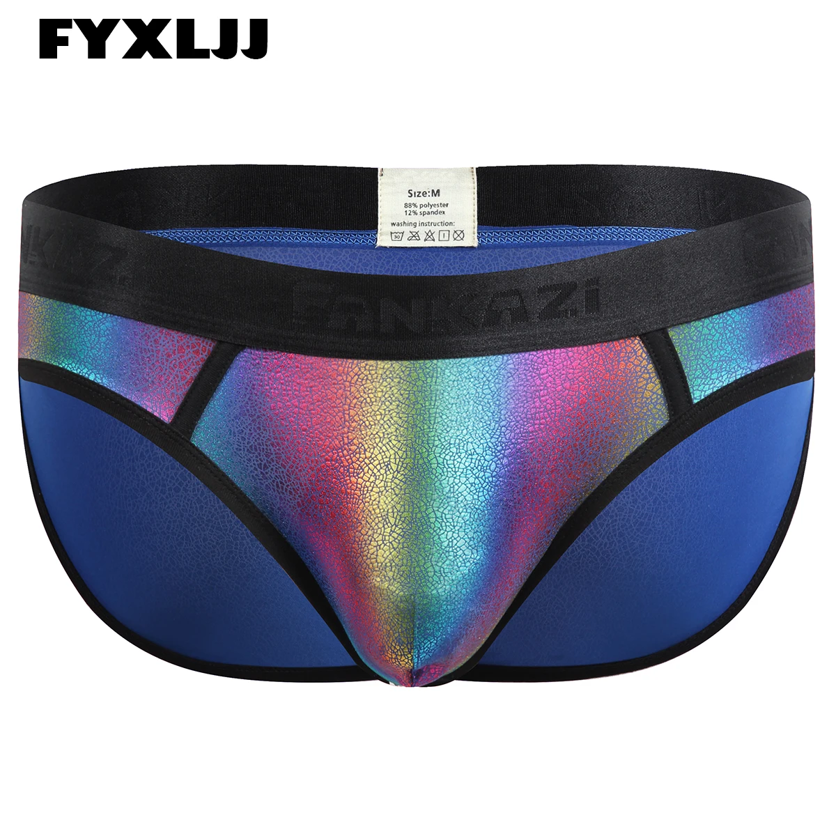 

FYXLJJ Fashion Rainbow Shinny Leather Underwear Panties Men U Convex Pouch Bikini Low Rise Underpant Sexy Briefs Cueca Masculina