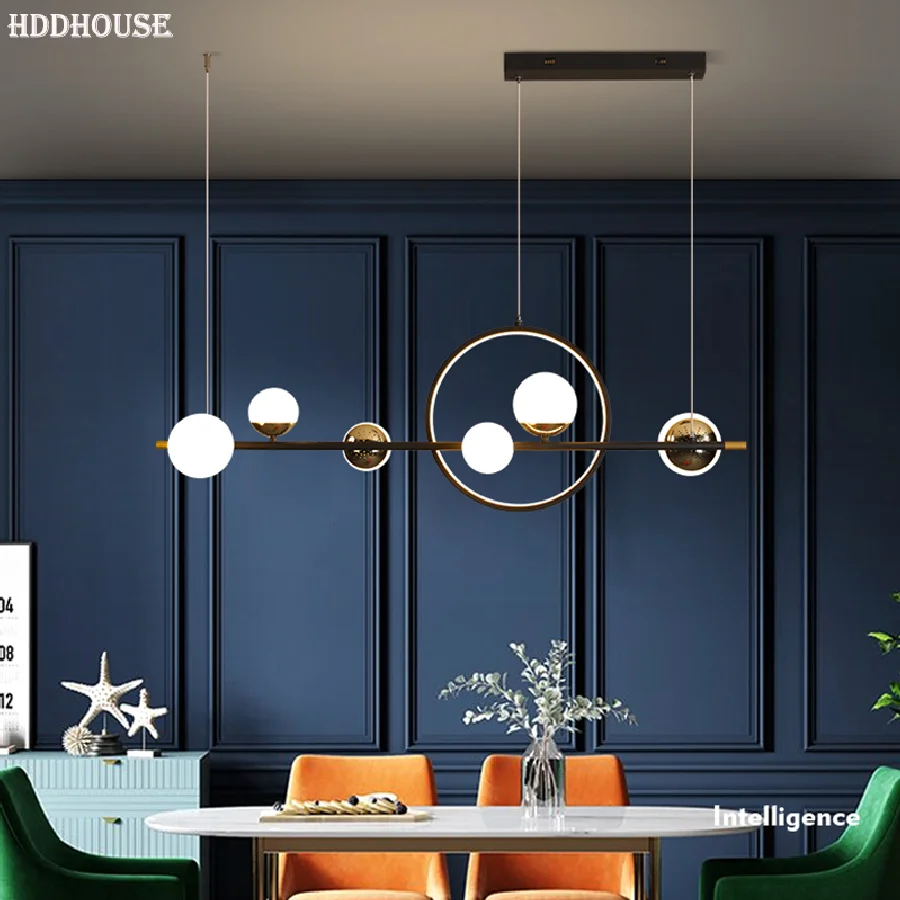 

Современная светодиодный ная Люстра для столовой, кухни, стола, Потолочная Подвесная лампа с белым шаром, Скандинавский дизайн, подвесной с...