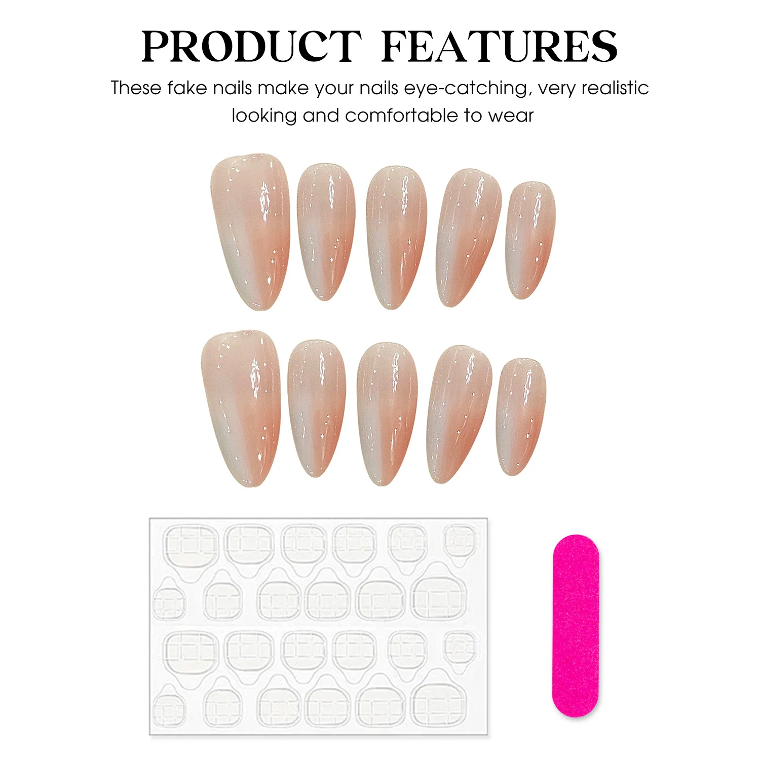 10 шт. накладные ногти с эффектом миндаля