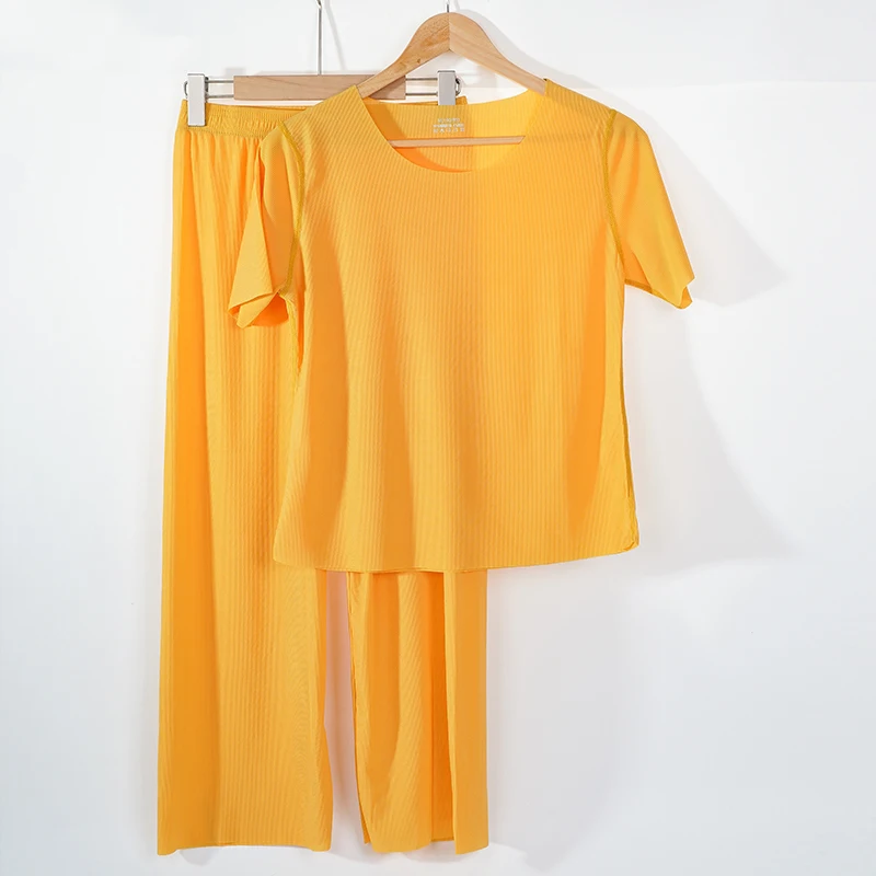 Female Home Clothes 2 Pcs Set Summer Loose Nightwear Suit Casual Homewear Solid Pajama Set for Women Pajamas Sleepwear Female