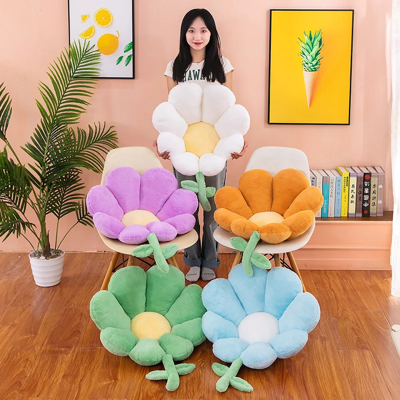 

Flower Pillow Office Chair Waist Cushion Cute Plush Sofa Pillow Soft Elastic Decorative Pad Winter Sun Petal Mat Birthday Gift G