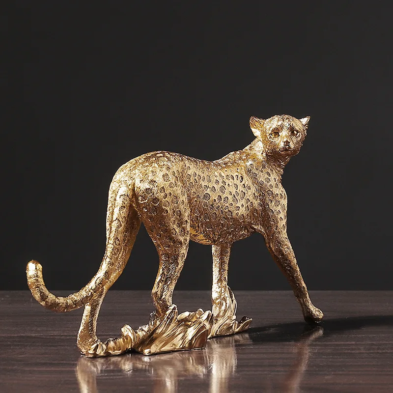 Retro Cheetah Statue Tier Figurine Panther Leopard Skulptur Hause Büro Tisch Desktop Decor Ornamente Geschenke