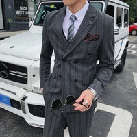 jacket vest trousers2022 fine fashion mens stripe casual business suit high end social formal suit 3 pieces groom wedding