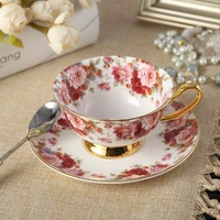classic british red tea cups high grade porcelain coffee cups high end ceramic cups in bone china household