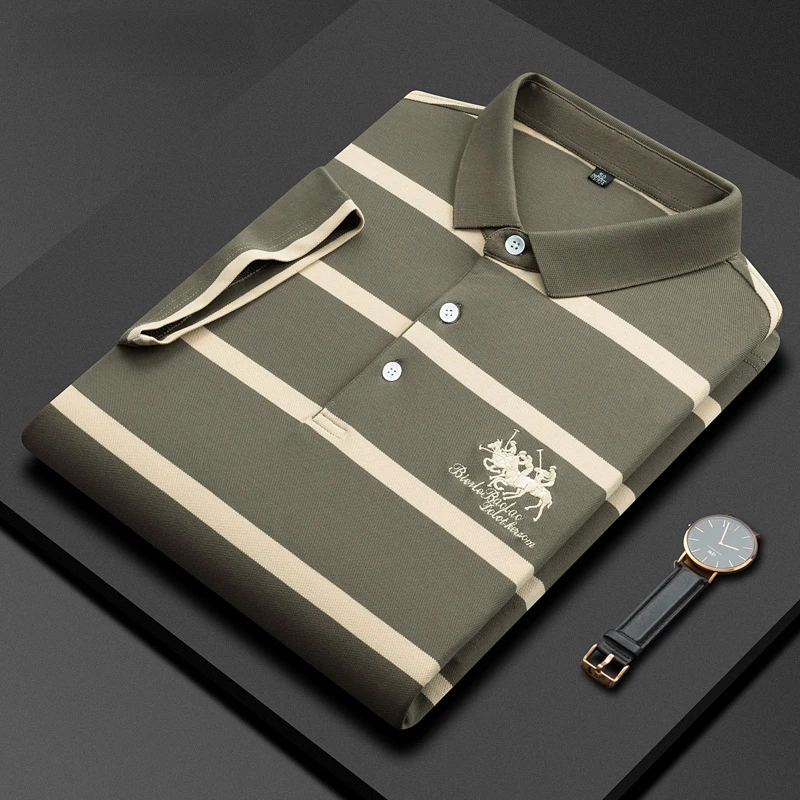 

Мужская футболка-поло с коротким рукавом, в полоску