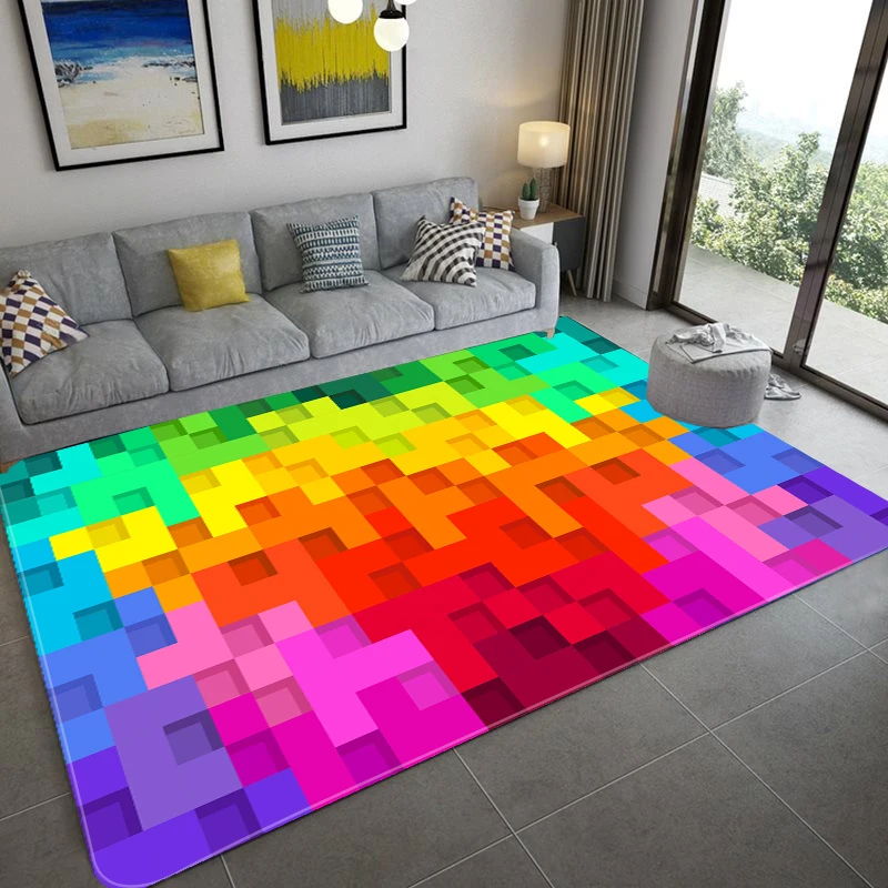 

3D Printed Abstract Art Carpet for Living Room Bedroom Bedside Rainbow Area Rugs Room Playing Mat Rugs and Carpets