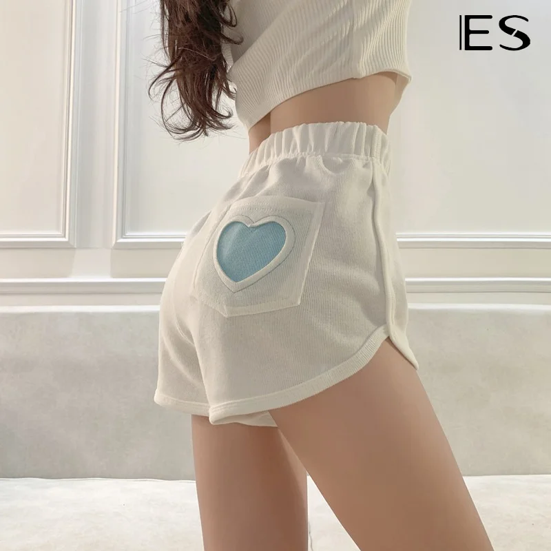 

ES Summer clothes versatile love shorts women's loose wide leg overalls are popular