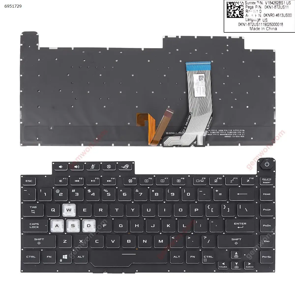 Клавиатура для ноутбука ASUS ROG Strix Scar III G512 L 3 plus G531 S5D G531GT G531G g531gu g531gd черная с