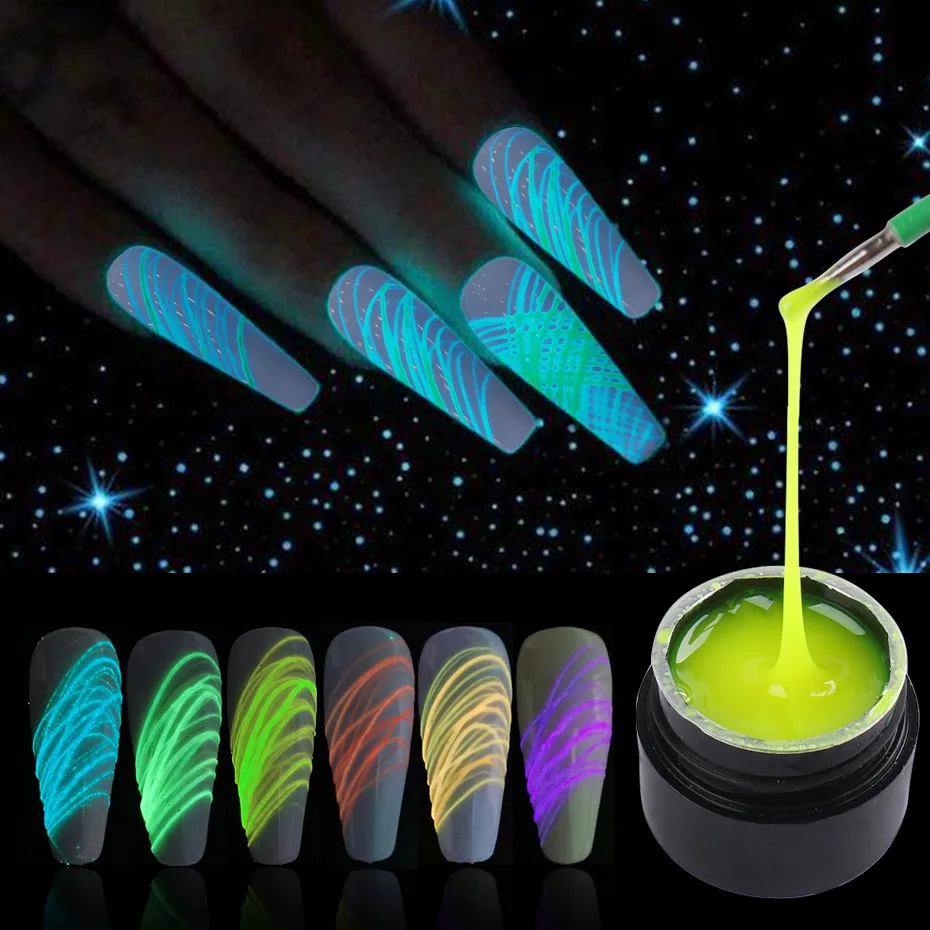 DIY Multi-Use Nail Glue 5ml Nail Gelish Gel Polish Fluorescent Luminous Nail Supplies for Professionals Nail Polish Gel