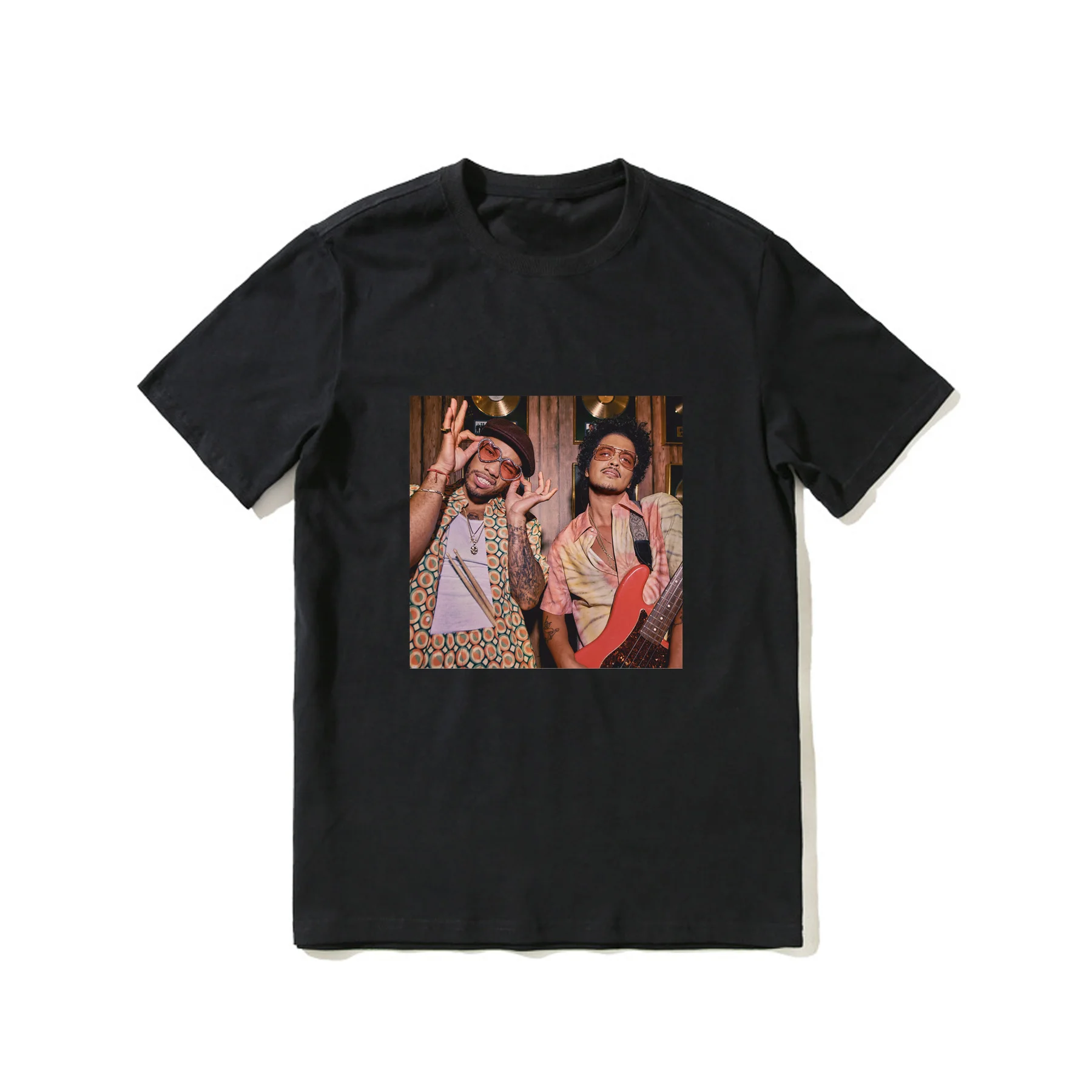 

2023 Hot Sale Summer 100% Cotton Leave The Door Open Silk Sonic Bruno Mars Black T Shirt Men Cool Tee Hip Hop Streetwear T-shirt
