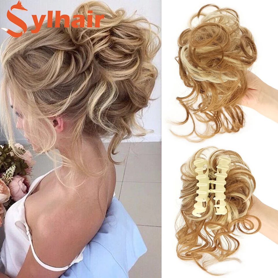 Synthetic Messy Curly Claw Hair Clip Bun Chignon Extensions Scrunchy Fake With Tail for Women Hairpieces