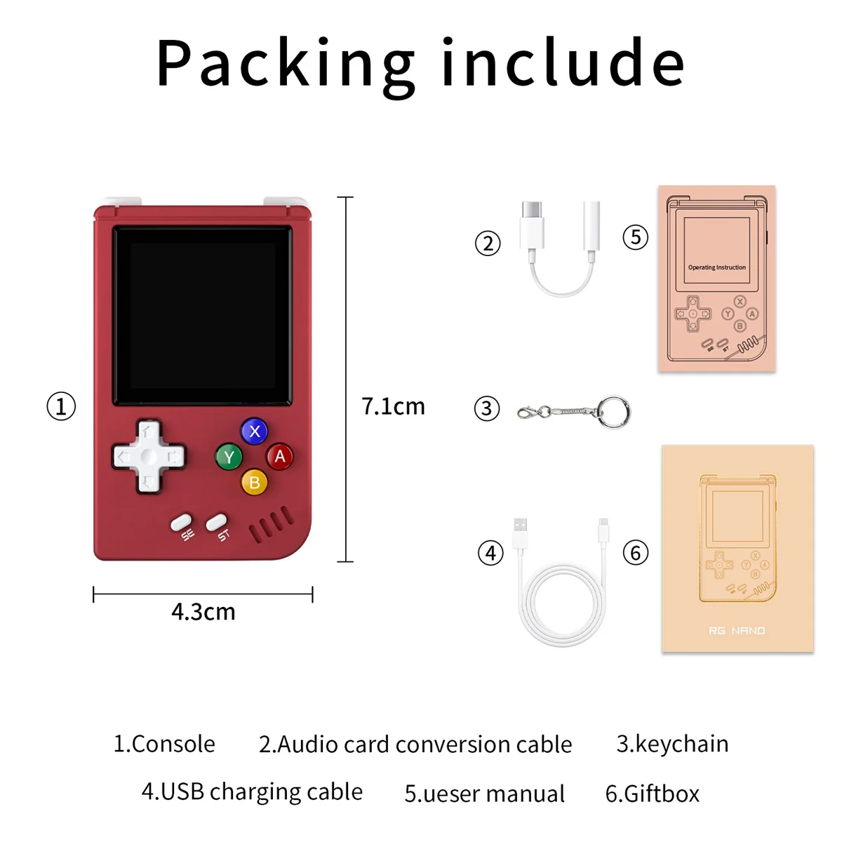 

RG Nano Mini Retro Handheld Game Console 128G 1.54In Screen Linux System Portable Classic Gaming Player Children's GiftC